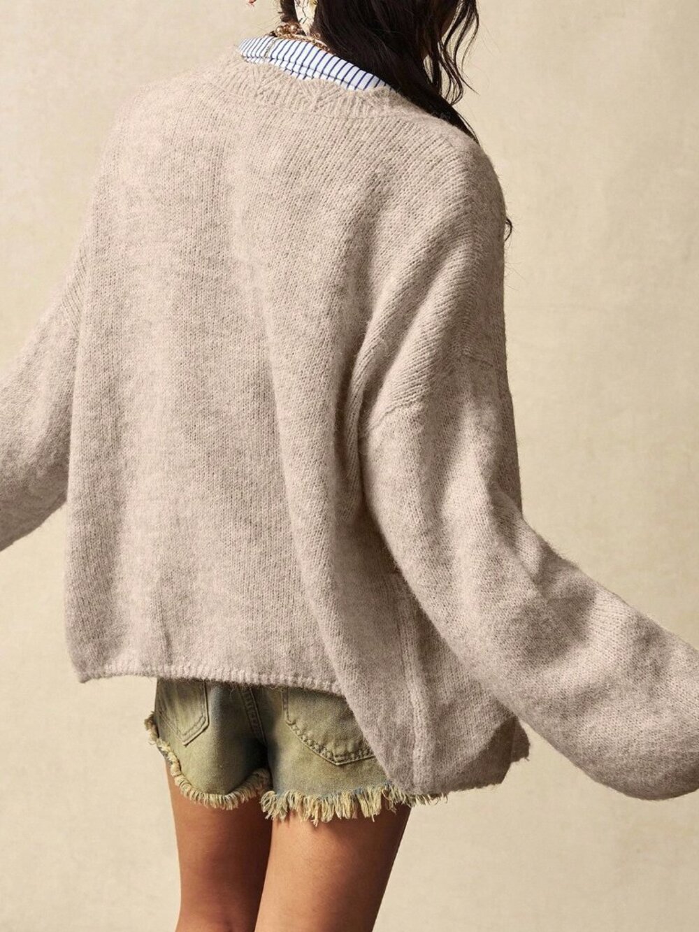 Apricot Boho Casual Women's Fuzzy Cardigan - Picture 7 of 8